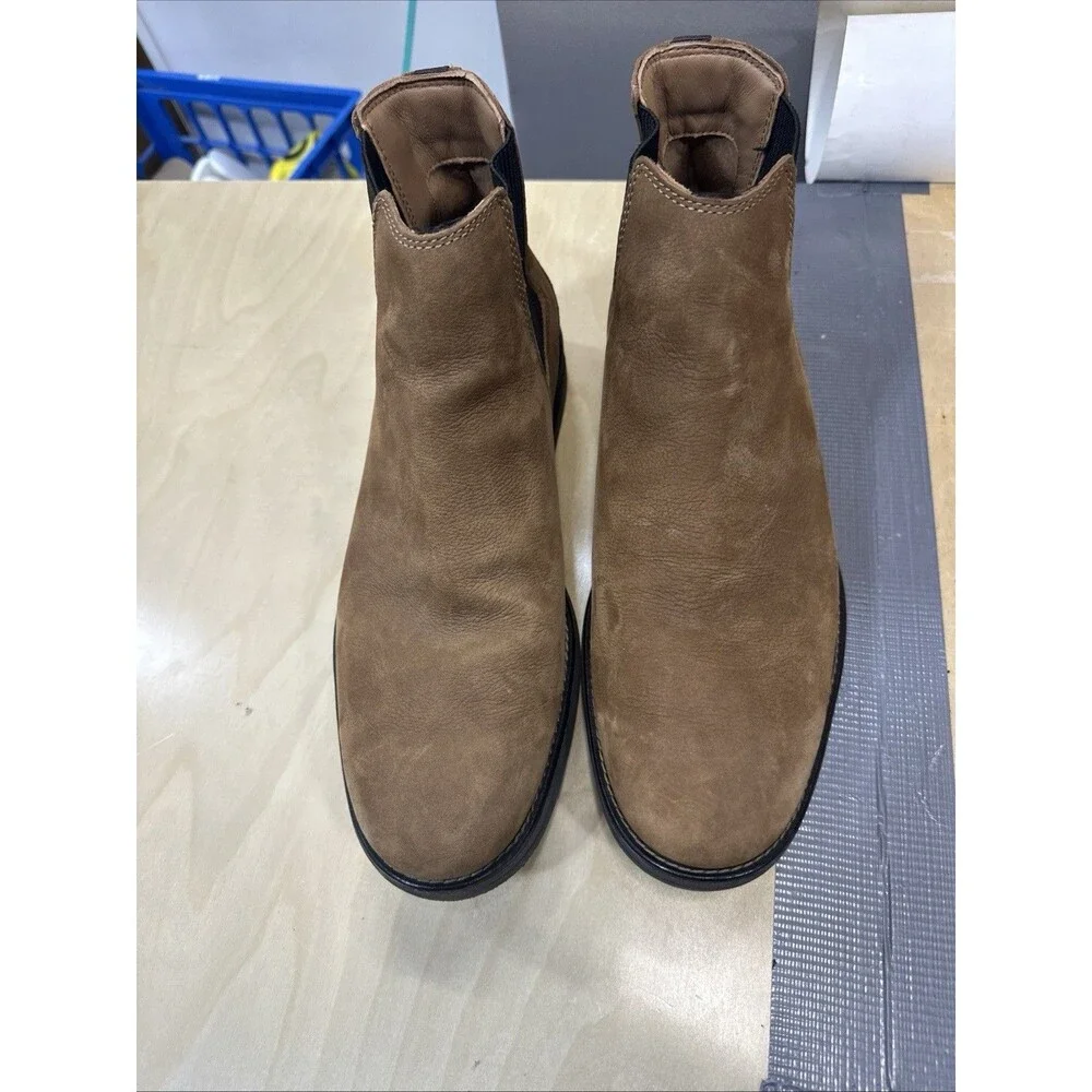Men's Clarks Unstructured Ankle Slip On Boot Brown Nubuck Wide 12m